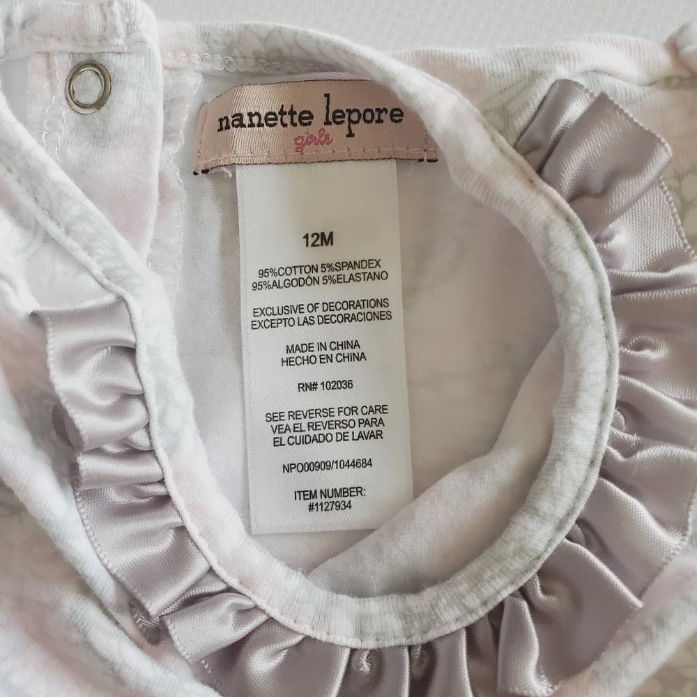 K1005 * Nanette Lepore Top & Tulle Skirt Set Pink Gray Size 12M